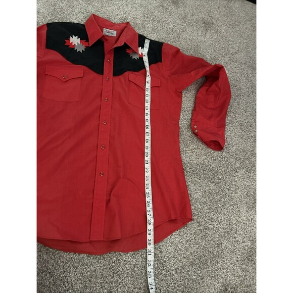 Vintage 90s Mens Medium Western Ely Diamond‎ Pearl Snap Button Shirt Rodeo - Picture 6 of 7